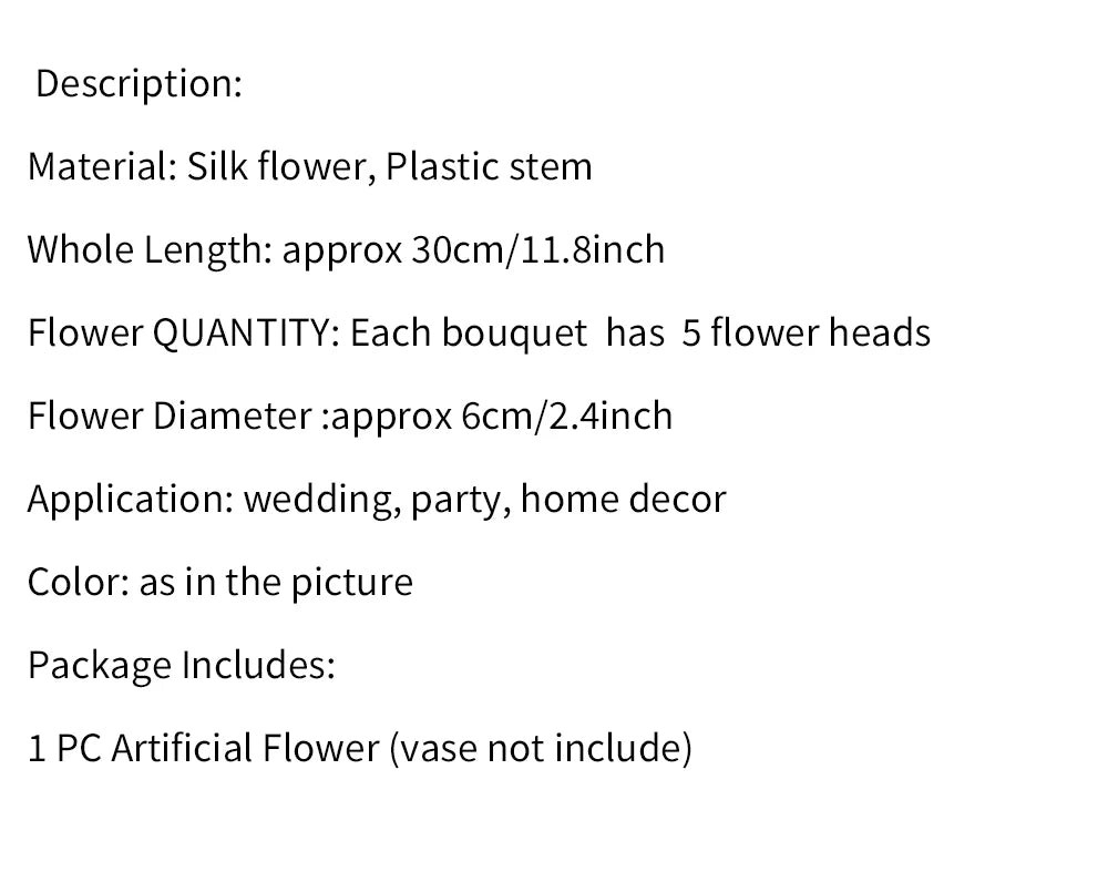 1pc Artificial Flower for Decoration Fake Flowers Silk Peony Faux Bouquet Plastic Arrangements for Home Bridal Wedding Party