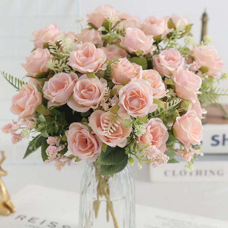 Artificial Rose Flowers Bouquet Silk Fake Flowers for Home Room Decor Garden Wedding Decoration Party Table Center DIY Ornaments