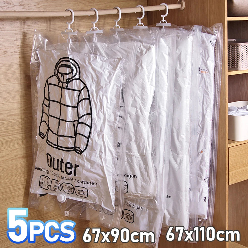 Hanging Vacuum Storage Bags Vacuum Seal Bag Space Saving Bags Hanging Storage Bags for Clothes,Suits, Dress, Jacket Storage