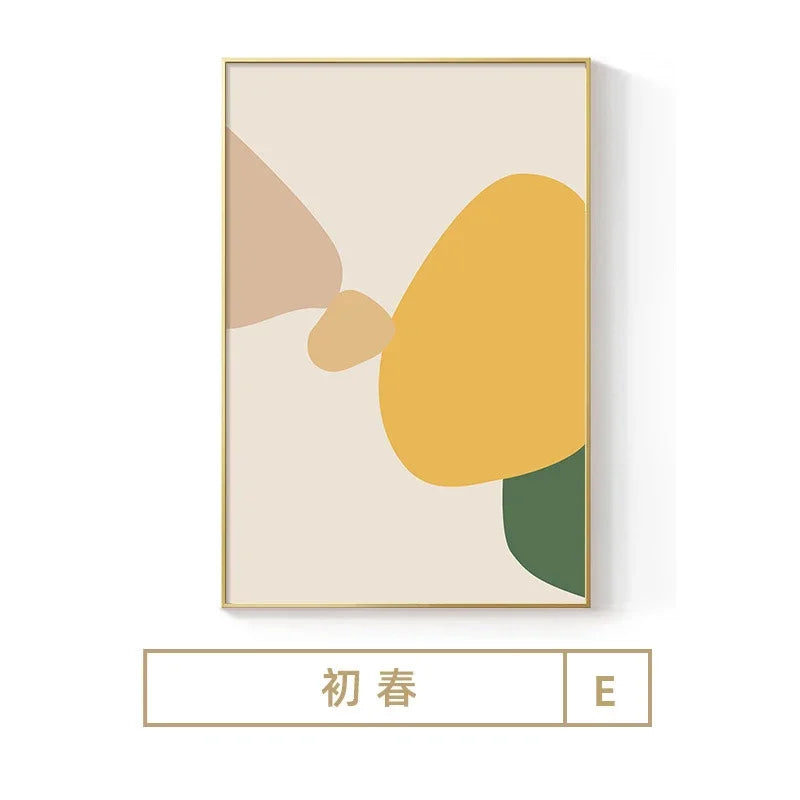 Modern Minimalist Wall Art Korean Yellow Green Flower Canvas HD Canvas Print Poster Home Living Room Bedroom Decoration
