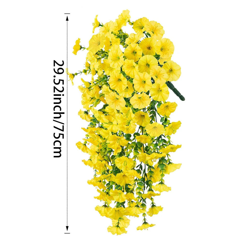 75cm Artificial Flowers Fake Morning Glory Flowers Eucalyptus Leaves Hanging Flowers For Outdoor Party Wedding Garden Decoration