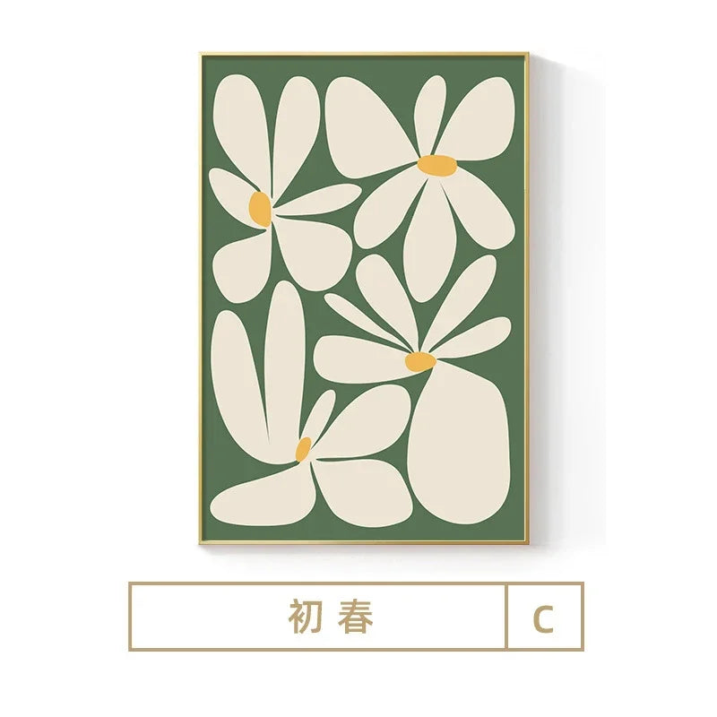 Modern Minimalist Wall Art Korean Yellow Green Flower Canvas HD Canvas Print Poster Home Living Room Bedroom Decoration
