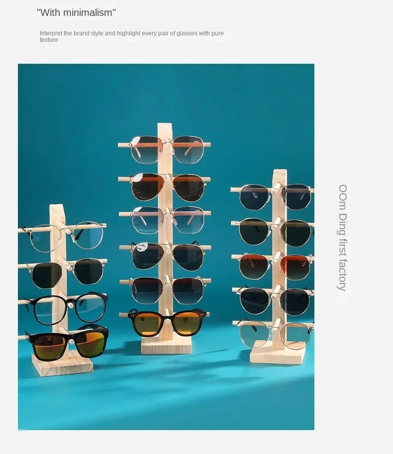 Wooden Eyeglass Storage Rack Household Sunglasses Glasses Display Rack Organizer Perforation-free Multi-functional Desktop
