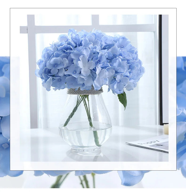 Simulation Mallorca Artificial Flower Big 5 Hydrangea Silk Cloth Home Living Room Table Decoration Wedding Fake Flower Blue
