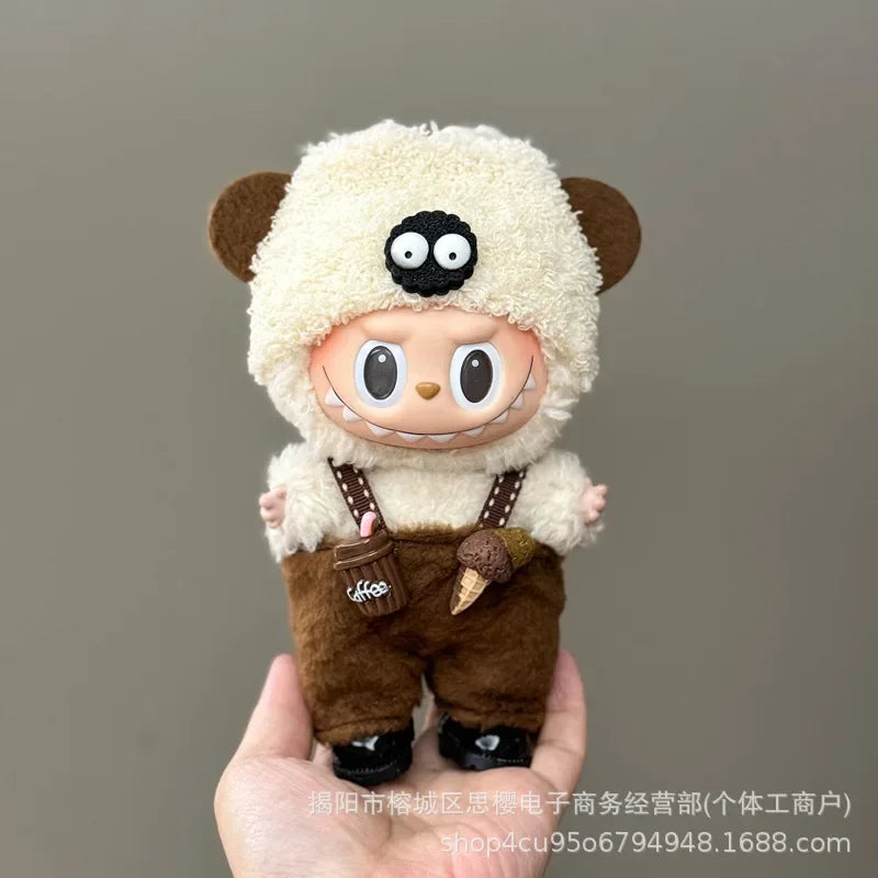 Labubu high imitation big baby clothes 17cm vinyl doll pendant plush toy clothes suit skirt