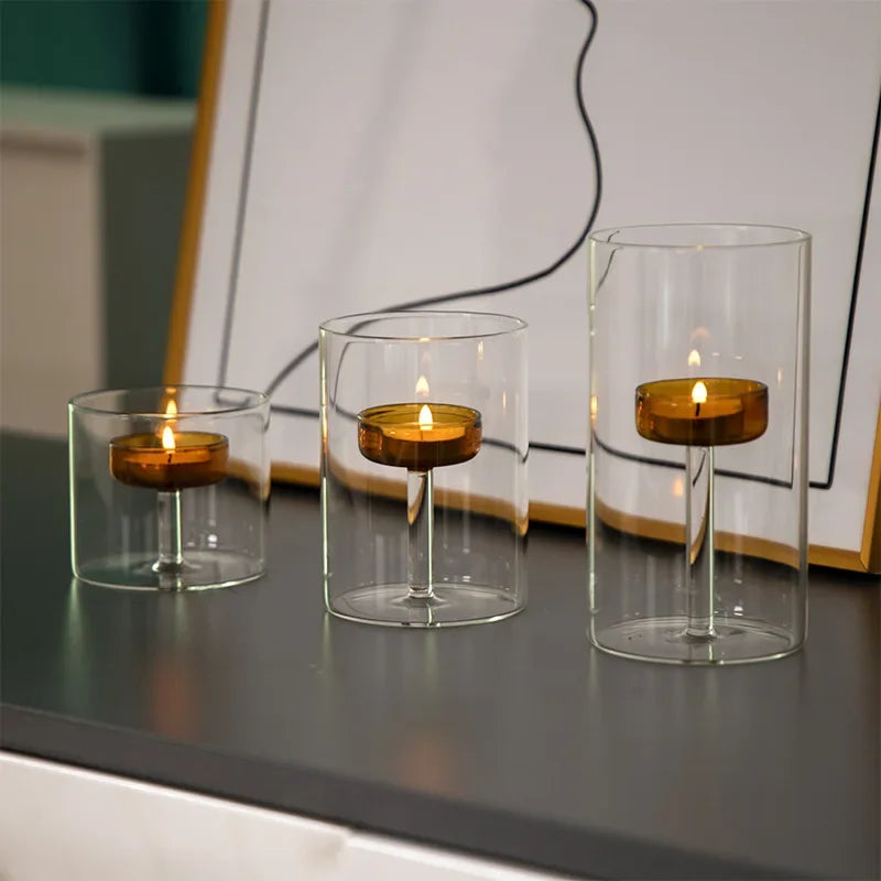 European Style Light Luxury Dining Table Candle Holder Candlelight Dinner Prop Romantic Candle Holder Decoration