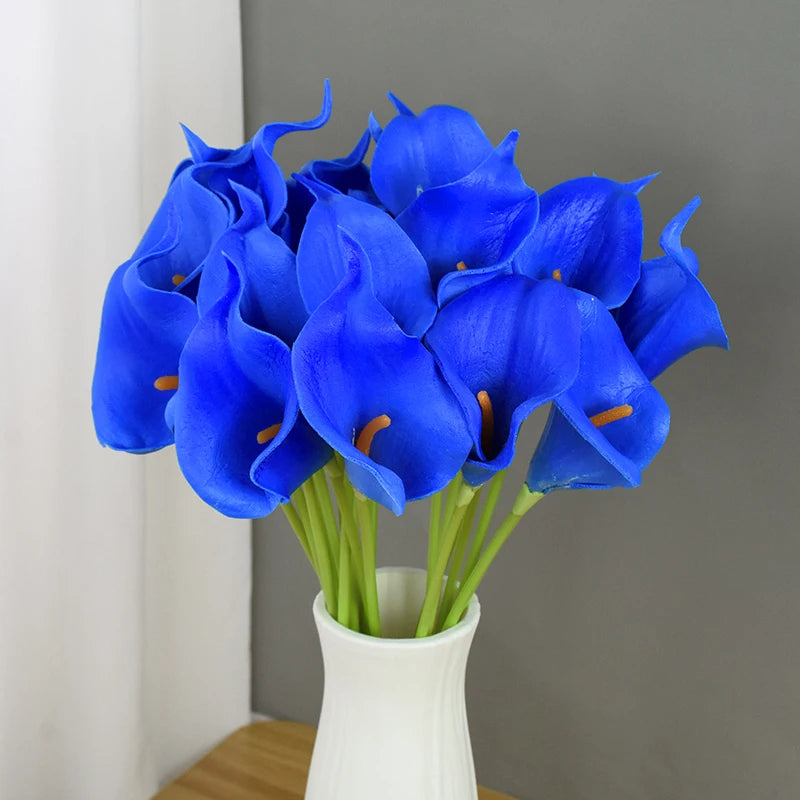 5Pcs White PU Fake Flower Artificial Real Touch Calla Lily For Wedding Bridal Bouquets Home Table Flowers Bouquet Decorations