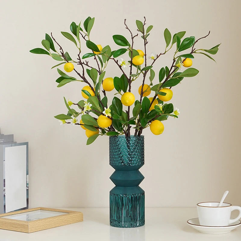 Lemon Branches With Fruit Simulation Green Plants Fresh Home Decoration Photo Props Plastic Fruit Flower Arrangement Fake Flower