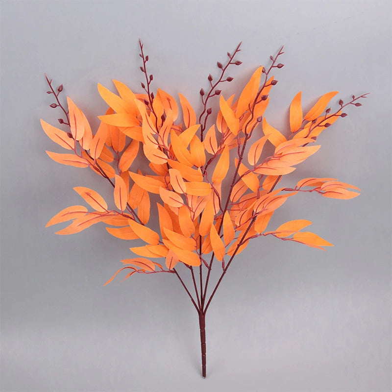 5 Branches Silk Artificial Willow Bouquet Fake Green Leaves Party Wedding Backdrop Decoration Faux Foliage Vine DIY Plant Wreath