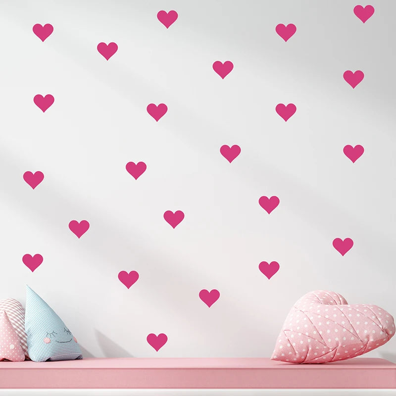 54pcs/set 5cm Soft Pink Heart Shape Wall Stickers for Kids Room Baby Nursery Room Wall Decals Bedroom Girl Room Home Decor Vinyl