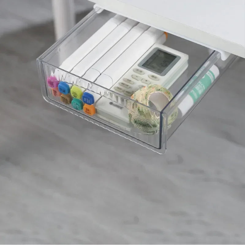 Under Desk Drawer Storage Organizer - Invisible Pull Out Shelf Box with Large Capacity, Hanging Table Shelf for Office Home