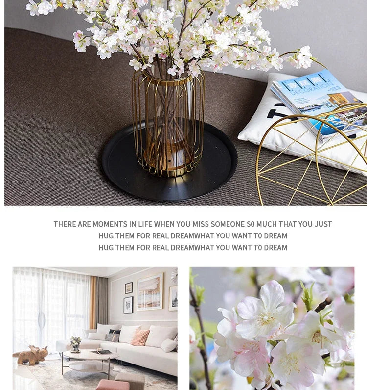 Artificial Cherry Blossom Branches, Silk, Pink, White, Fake Plant, Living Room, Home, Wedding Arch, DIY Decorative Floral, 109cm