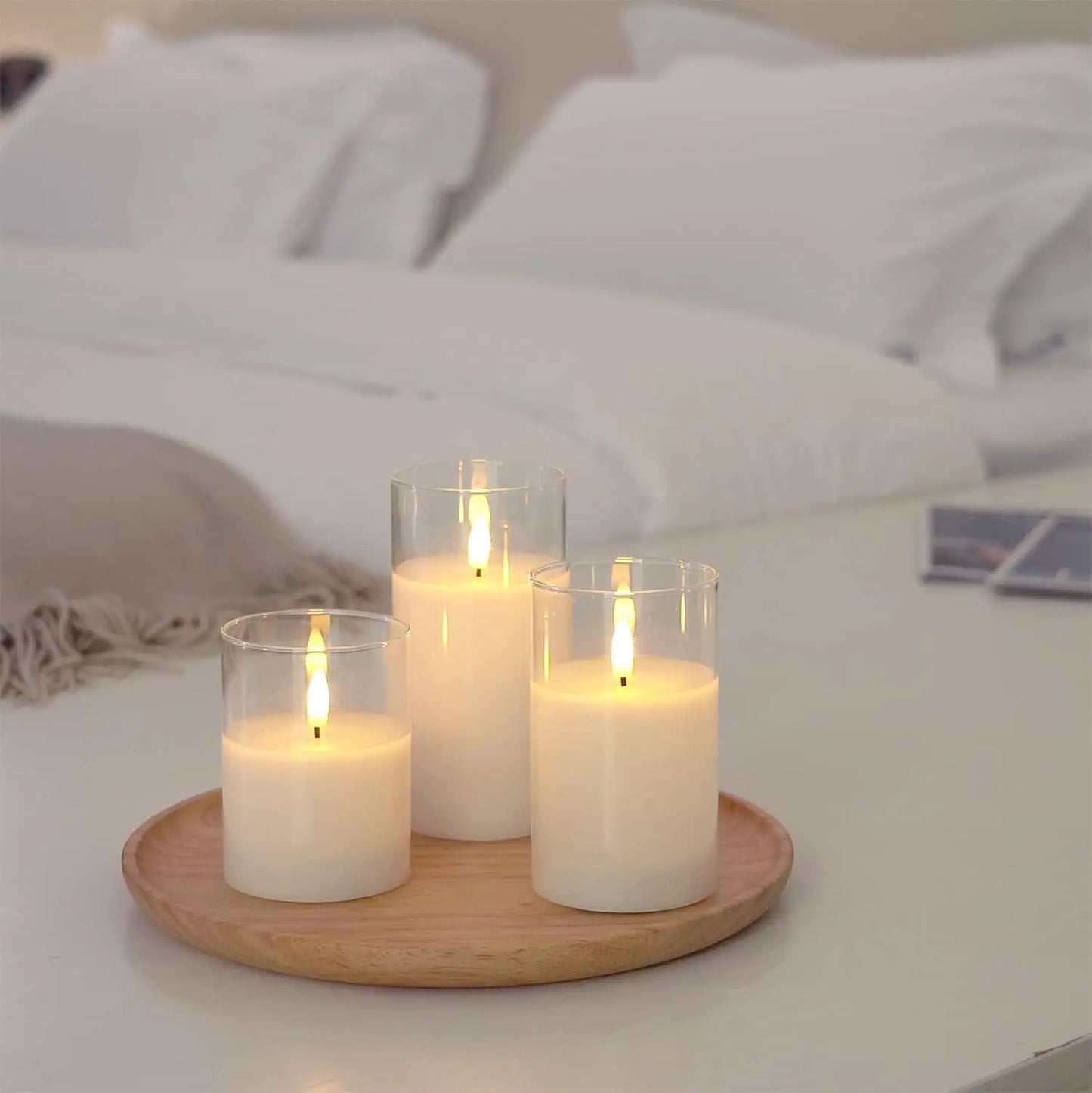 Flameless Candles 3D Wick Electric LED Candle Battery Operated with Remote Control for Party Hotel Wedding Birthday Decoration