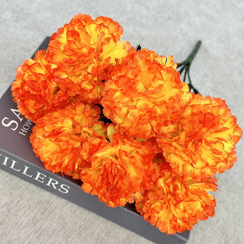 Artificial Chrysanthemums Fall Flowers Silk Orange Marigold Flowers Fake Mums Flowers for Wedding Autumn Day of The Dead