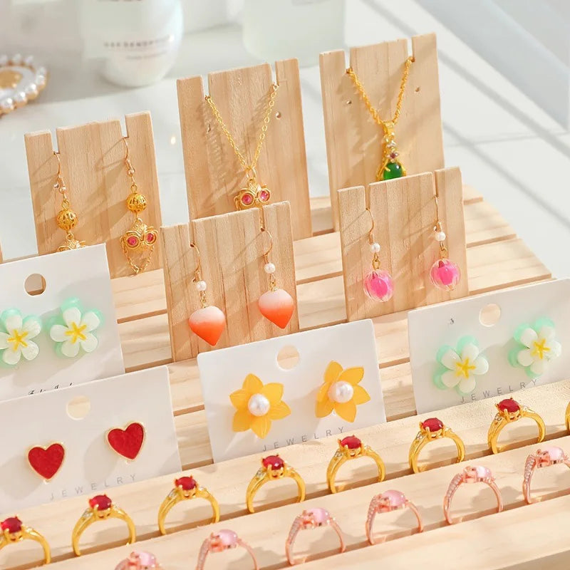 Solid wood card slot ring display plate necklace earrings jewelry display rack jewelry storage display props
