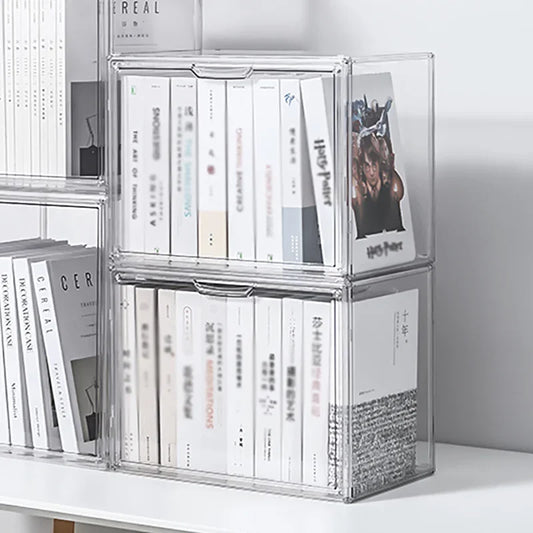 Transparent Storage Box Desktop Book Organizer Display Box Dustproof Large-capacity Storage Box for Books Models Bags Cosmetics