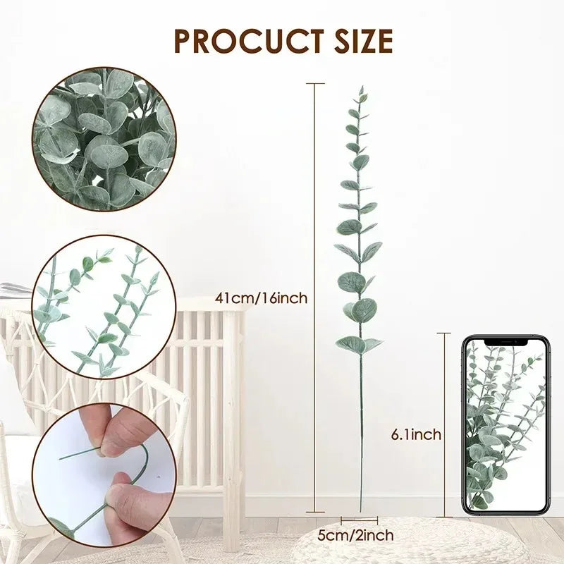 10/36PCS Artificial Eucalyptus Stems Green Leaves Eucalyptus Branches Flower Bouquet Wedding Christmas Decoration Fake Plant