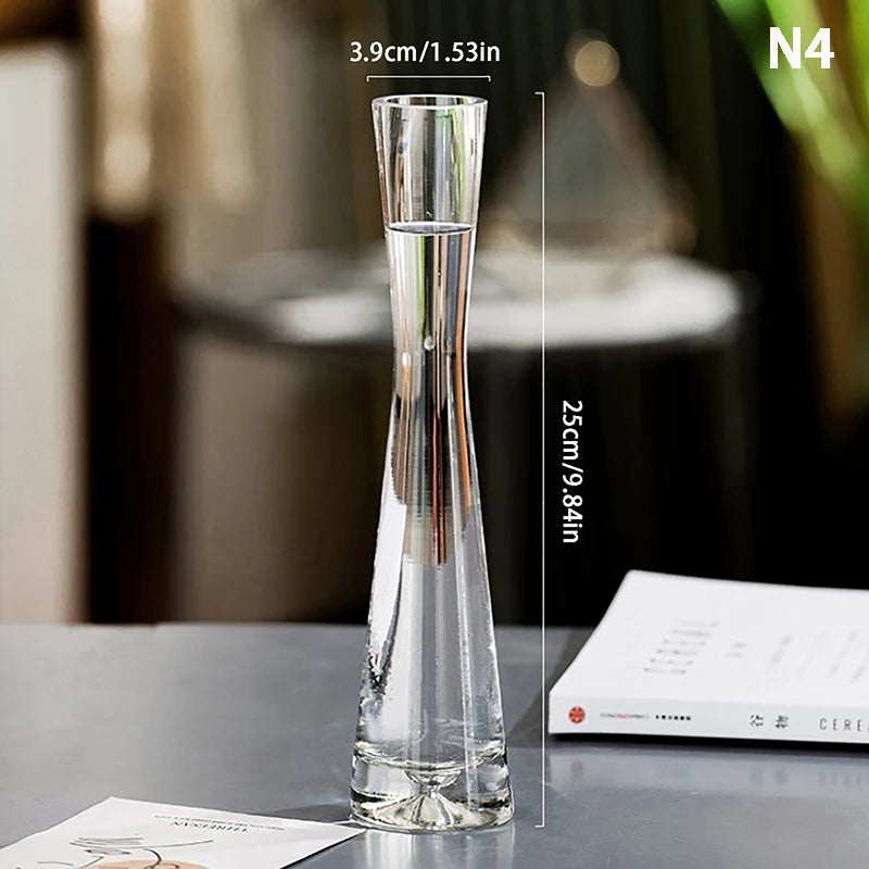 Transparent Glass Flower Vase Small Vase Hydroponics Plant Flower Terrarium Luxury Room Table Home Decor Wedding Decoration