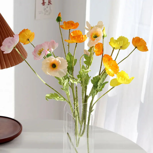 Artificial Silk Flowers Simulation Poppies Wedding Decoration Long Fake Poppy Branch Home Table Decor Ornaments Wedding Flowers