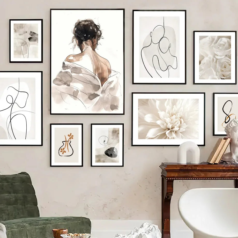 Scandinavian Minimalist Wall Art Abstract Lines Couple Woman HD Canvas Poster Prints Home Bedroom Living Room Decoration