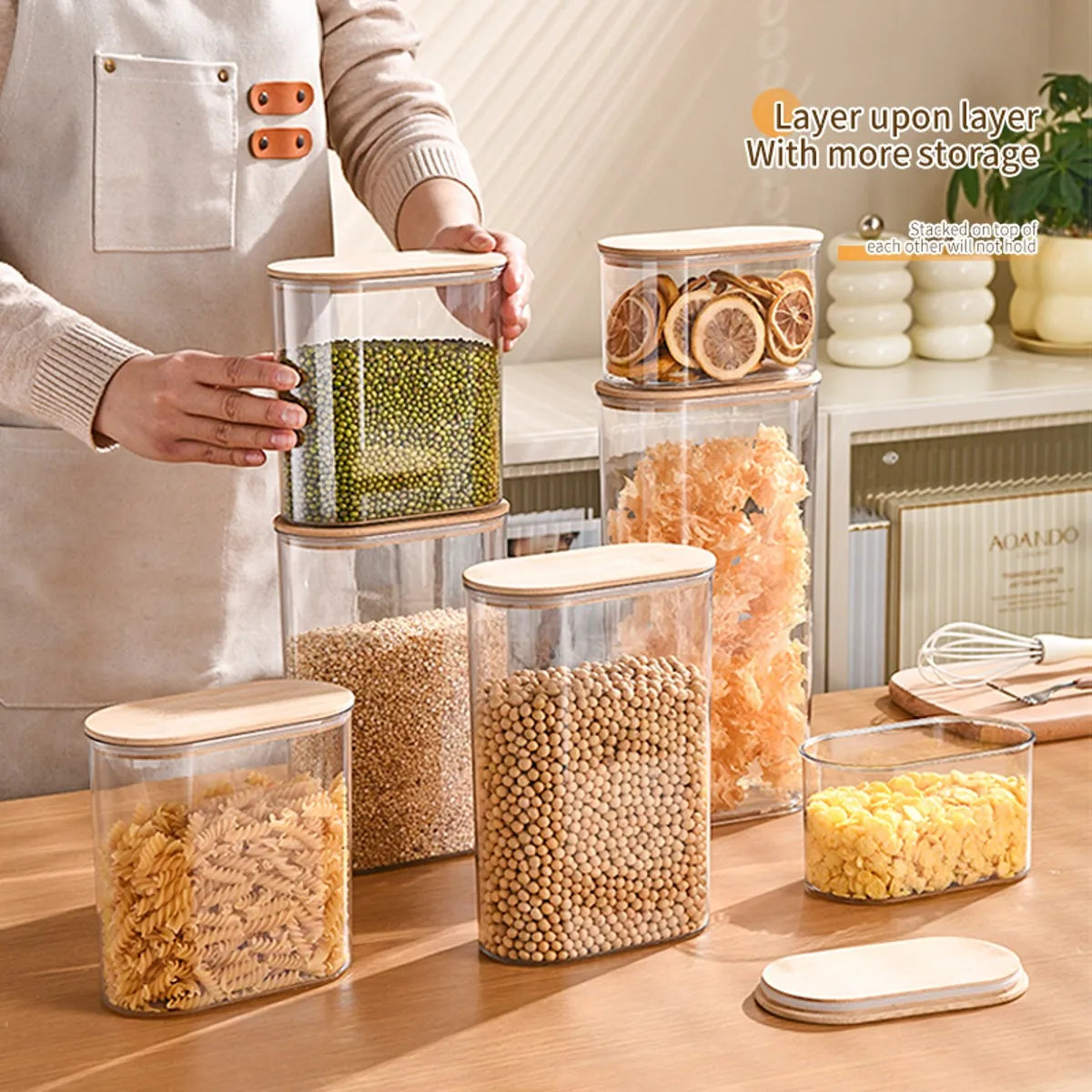 Storage Containers with Lids,Clear Food Jars Fits for Pantry,Coffee Bar,Airtight Canisters for Organizer Pasta,Sugar,Coffee Bean