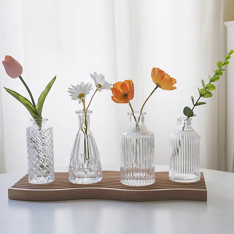 Brown Retro Glass Vase Plant Flowers Bottle Flower Arrangement Hydroponic Terrarium Desktop Vase Creative Home Decor Flower Pot