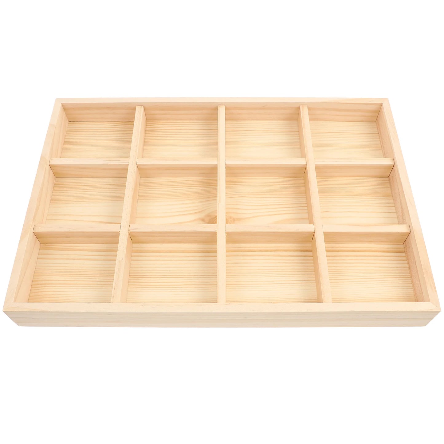 12 Grid Wood Jewelry Tray Vintage Wooden Storage Divider Trinket Storage Dish Drawer Desk Display Showcase Crafts Holder