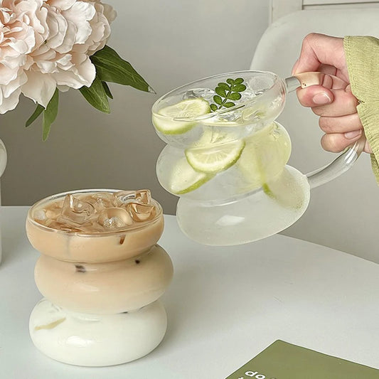 Aesthetic Glass Cup Iced Coffee Mug Drinking Glass Juice Water Bottle Bar Cocktail Glasses Cups Kitchen Drinkware Supplies