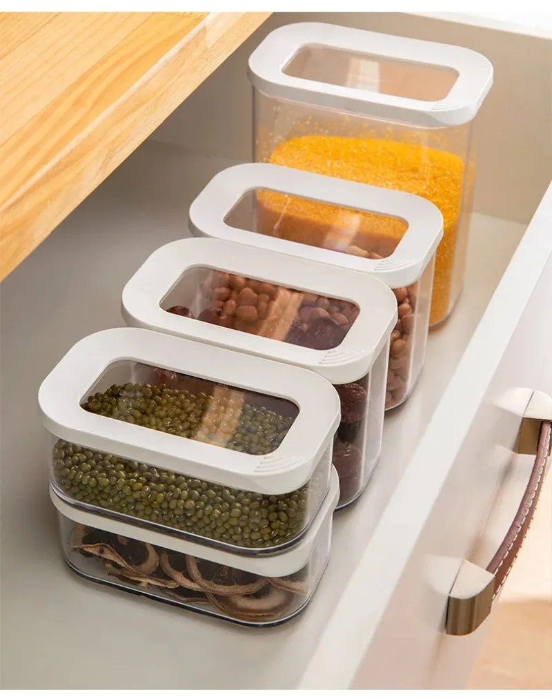 Sealed Grain Storage Box Transparent Food Cereal Kitchen Storage Container Rice Tank Barrel Coffee Bean Organizer Kitchen Tools