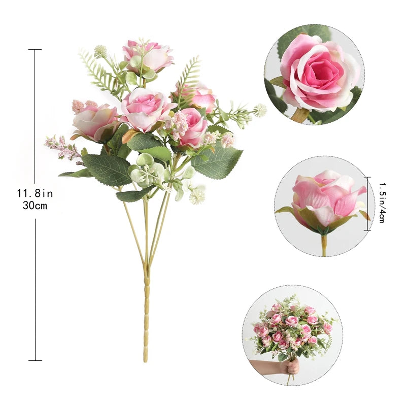 Artificial Rose Flowers Bouquet Silk Fake Flowers for Home Room Decor Garden Wedding Decoration Party Table Center DIY Ornaments