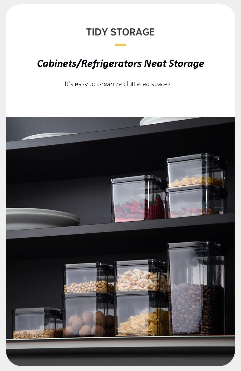Transparent Food Storage Containers Kitchen Storage Airtight Cans Plastic Storage Boxes Stackable Food Storage Boxes