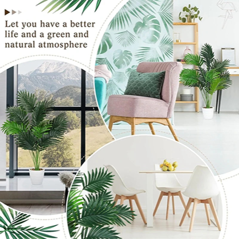 Artificial Areca Palm Tree Fake Plants Palm Leaf for Home Room Decor Tropical Leaves Greenery Family Office Indoor Outside Decor