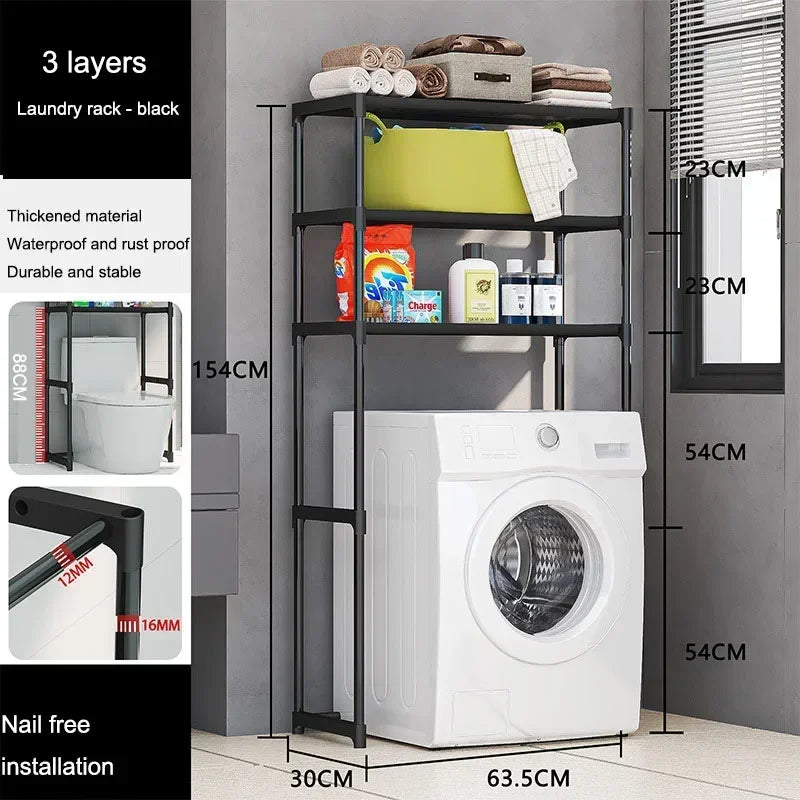 Washing Machine Storage Rack 3 Layers Adjustable Portability Balcony Storage Racks Floor Standing Toilet Bathroom Accessories