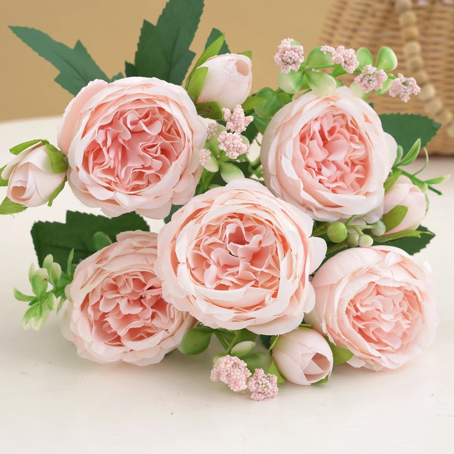 1pc Artificial Flower for Decoration Fake Flowers Silk Peony Faux Bouquet Plastic Arrangements for Home Bridal Wedding Party