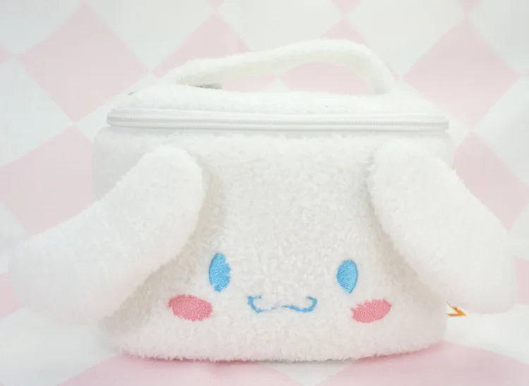 Sanrio Hello Kitty Plush Cosmetic Bag Cute Kuromi My Melody Zipper Large  Women Travel Make Up Toiletry Bag Washing Pouch Pouch
