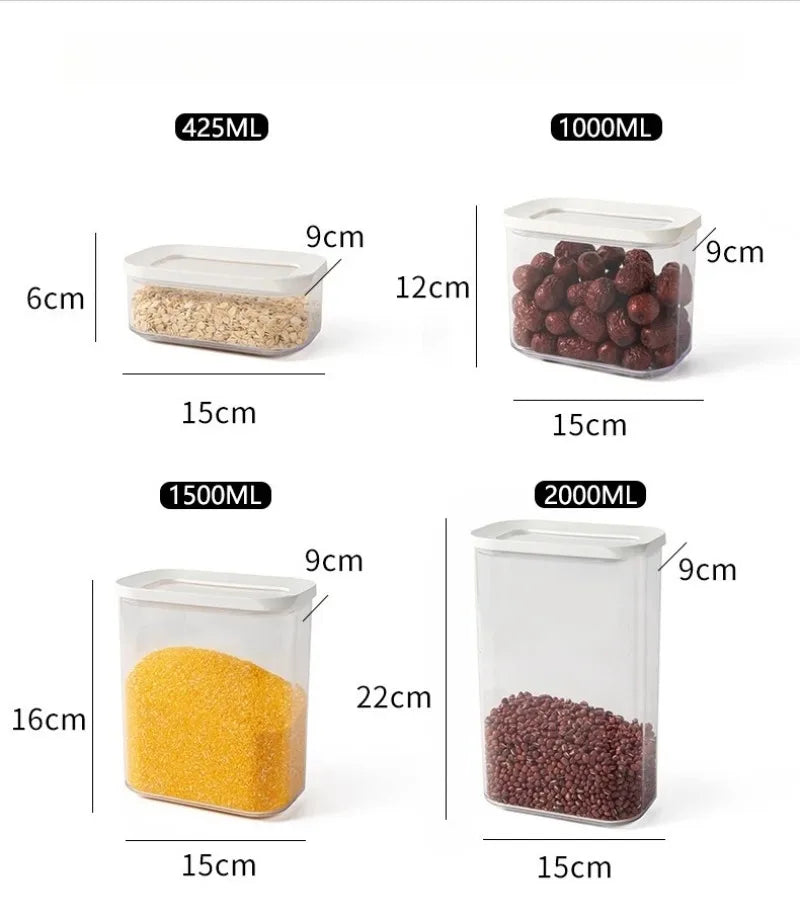 Sealed Grain Storage Box Transparent Food Cereal Kitchen Storage Container Rice Tank Barrel Coffee Bean Organizer Kitchen Tools