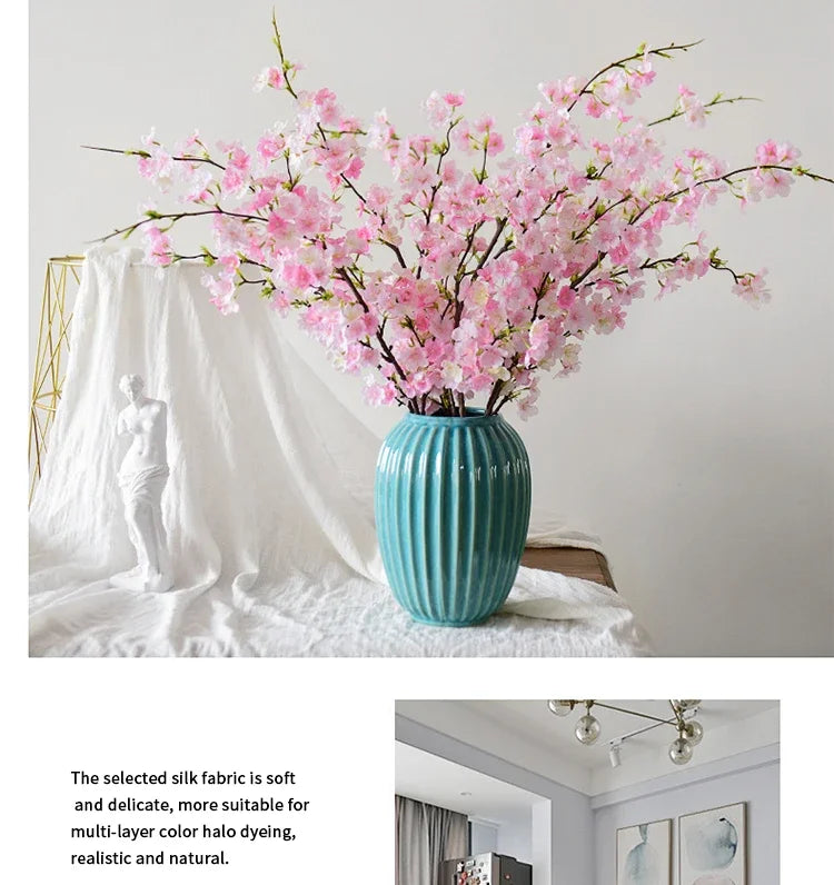 Artificial Cherry Blossom Branches, Silk, Pink, White, Fake Plant, Living Room, Home, Wedding Arch, DIY Decorative Floral, 109cm