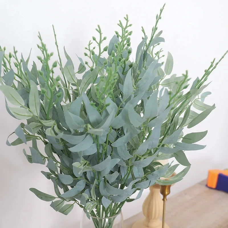 Artificial Plants Leaf Green Long Branch Fake Eucalyptus Flower Arrangement Accessories Wedding Home Decoration Fake Floral