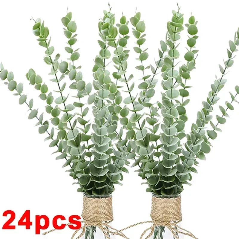 10/36PCS Artificial Eucalyptus Stems Green Leaves Eucalyptus Branches Flower Bouquet Wedding Christmas Decoration Fake Plant