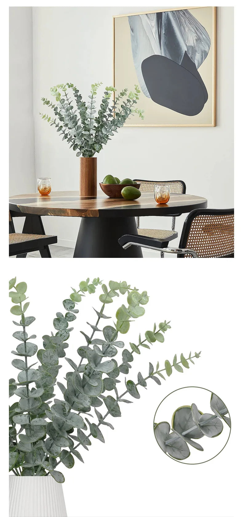 12 Pcs Artificial Eucalyptus Leaves Green Fake Plant Branches for Wedding Party Outdoor Home Garden Table Decoration Wreath