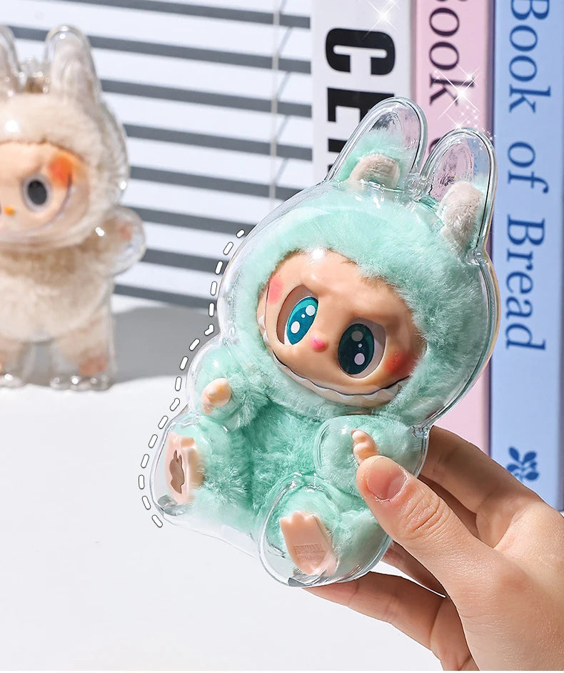For Labubu Transparent Protective Case LABUBU Doll Protector Portable Pendant Storage Box for Labubu Clear Display Bag 1pc
