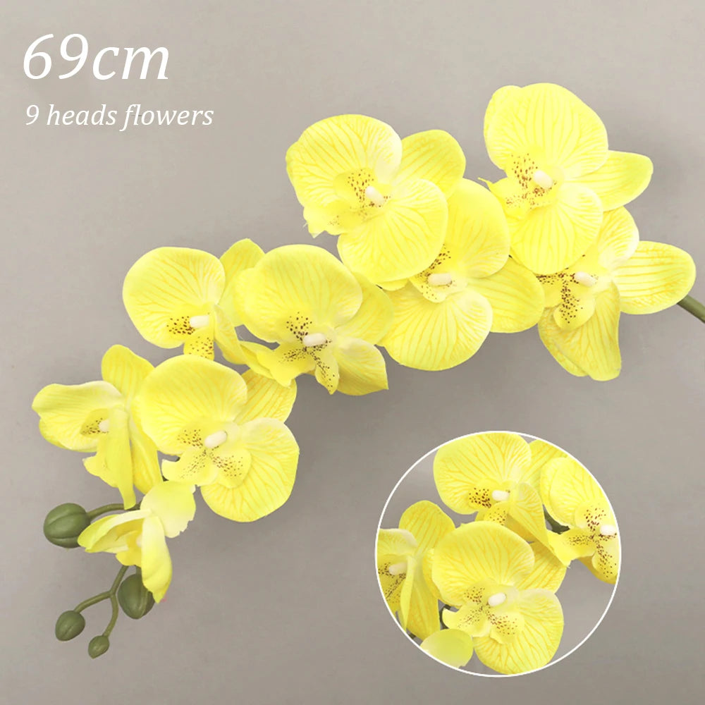 1pc Artificial Phalaenopsis Flowers 27in Orchid Realistic Fake Flower Branch for Home Room Floral Arrangement Wedding Decoration