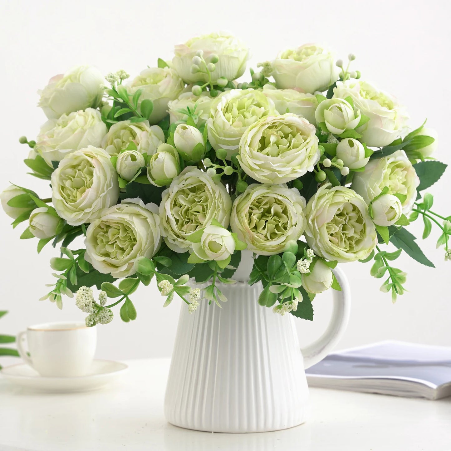1pc Artificial Flower for Decoration Fake Flowers Silk Peony Faux Bouquet Plastic Arrangements for Home Bridal Wedding Party