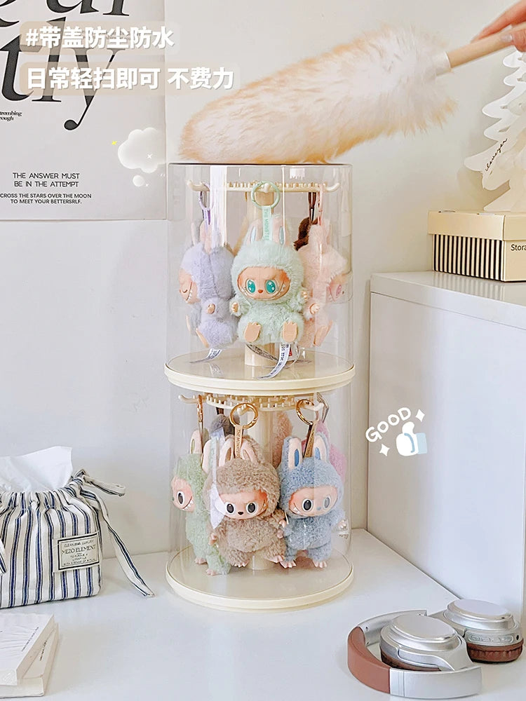 Labubu Pendant Display Box Rotating Transparent Labubu Doll Handmade Blind Box Storage Display Rack Decoration In Stock