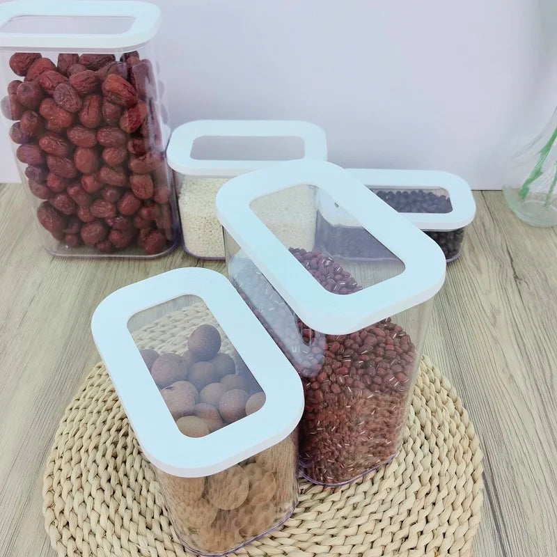 Plastic Sealed Storage Box Transparent Food Container Coffee Bean Organizer Food Storage Cereal Dispenser Kitchen  Kitchen Items