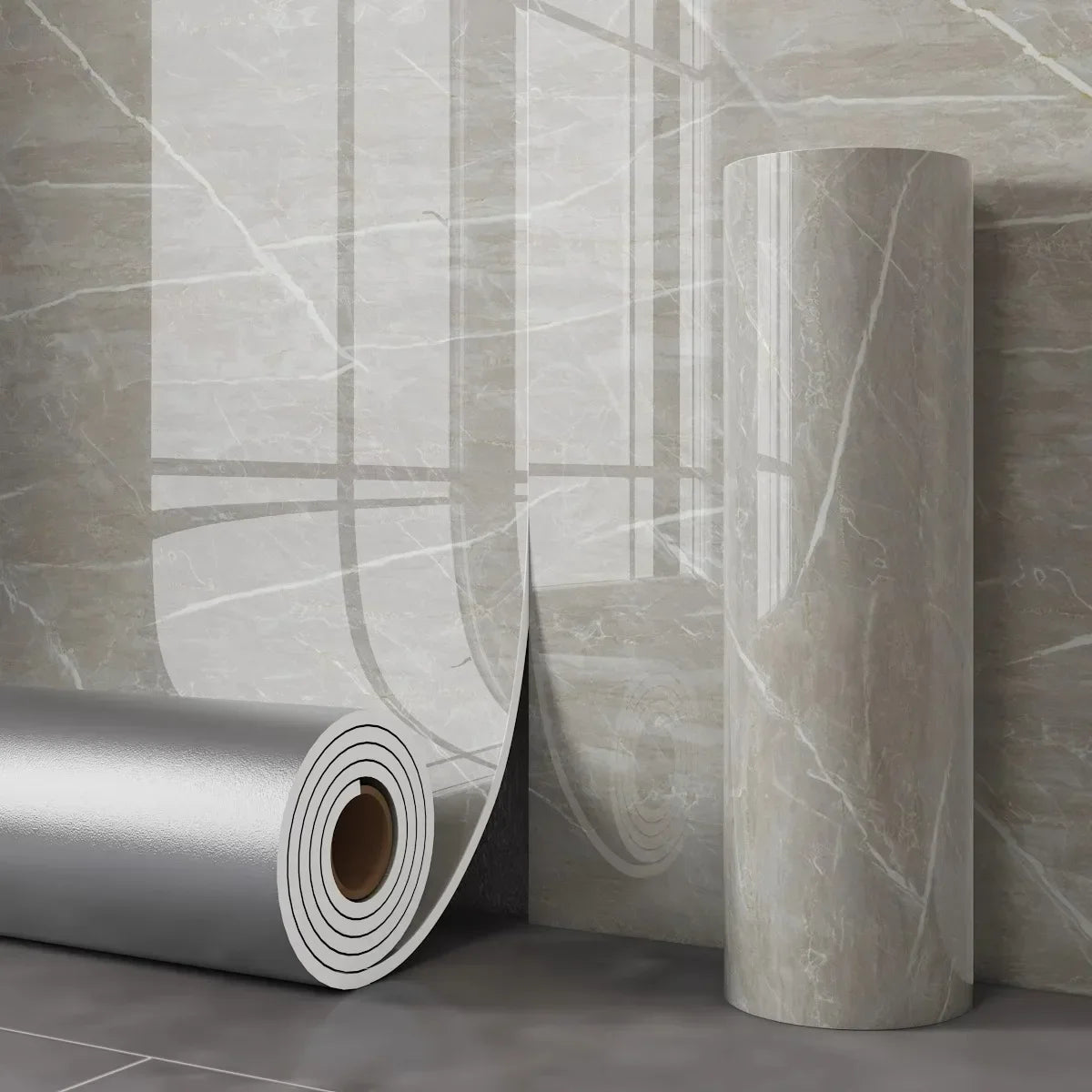 Thick Foam Marble Wall Stickers Peel and Stick Wallpaper Aluminum Foil Bottom Faux Tile Self Adhesive Wall Paper Home Decoration
