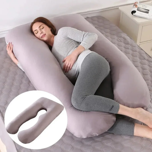 Pillow for Pregnant Women Four Seasons Universal Solid Color U-shaped Cushion Waist Support Nursing Mother Long Body Pillow