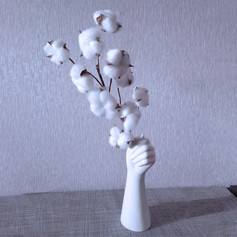 Artificial Dried Cotton Flowers White Flower Branch For Wedding Party Decoration Fake Flower Home Flower Decor Eucalyptus Leaves