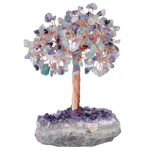 Natural Crystal Money Tree With Rough Amethyst Cluster Base For Luck Wealth Fengshui Home Decoration Desktop Ornaments