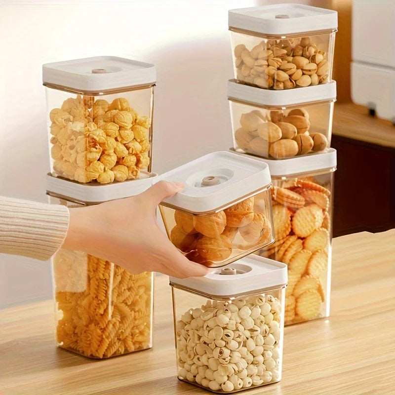 Vacuum Seal Container Moisture-Proof Food Storage Container with Dustproof Lid for Coffee Beans Cereals Rice Storage Box